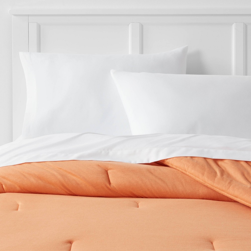 King Jersey Solid Comforter Light Orange - Room Essentials