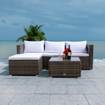 Madalina 4-Person Black Wicker Outdoor Conversation Set with Cushions
