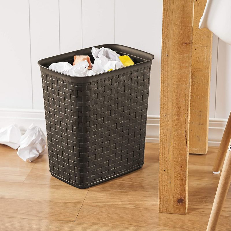 Sterilite 3.4 Gallon Weave Wastebasket, Small, Decorative Trash Can for the Bathroom, Bedroom, Dorm Room, or Office, Espresso Brown, 6-Pack, 4 of 5