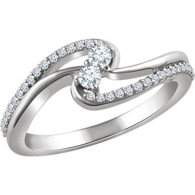 Pompeii3 1/4CT Two Stone Forever Us Diamond Ring 10K White Gold