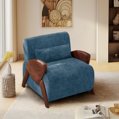 Oversized Modern Accent Armchair,Chenille Upholstered Accent Chair with Thick Cushion and Pillow, Oversized Reading Chair for Living Room,Bedroom