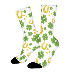 Irish Lucks With Horse Shoe Women Printed Crew Socks Funny Funky Socks Soft Polyester Novelty Gifts for Artists Men - 1 of 1