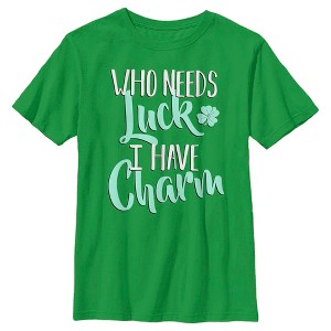 Boy's Lost Gods St. Patrick's Day Who Needs Luck I Have Charm T-Shirt - 1 of 4