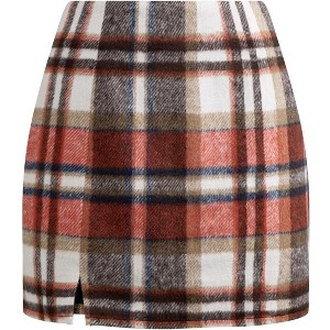 Women's Plaid Mini Skirt - High Waist Bodycon Pencil & A-Line Skirt for Fall/Winter 2025 - 1 of 4