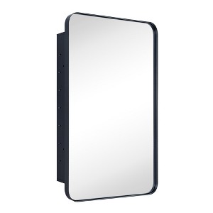 TEHOME Rounded Rectangular Metal Framed Recessed Bathroom Medicine Cabinet with Mirror - 1 of 4