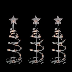 Northlight Set of 3 White Clear Lighted Spiral Cone Walkway Christmas Trees Outdoor Decor 18" - 1 of 3