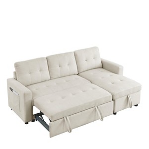 78.5" Reversible Sleeper Sectional Sofa with Storage Chaise & Side Organizer Bag (Space-Saving Design) - 1 of 4