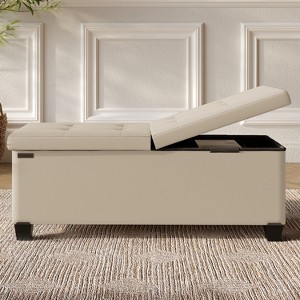 StorageBud Storage Ottoman for Bedroom End of Bed, Faux Leather Storage Bench, Large Storage Ottoman Bench, Entryway Bench with Storage - 1 of 4