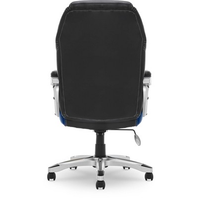 Blue Mesh and Faux Leather High Back Executive Swivel Chair