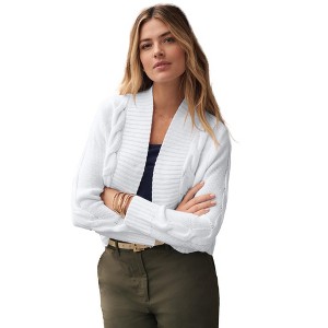 Jessica London Cable Knit Open-Front Shrug Sweater - 1 of 2