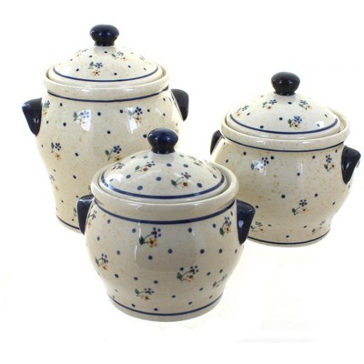 Blue Rose Polish Pottery 1300 Zaklady Canister Set