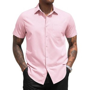 COOFANDY Men's Dress Shirts Short Sleeve Business Casual Regular Fit Button Down Shirts with Pocket - 1 of 4