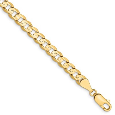 Black Bow Jewelry 5.25mm, 14k Yellow Gold, Open Concave Curb Chain Bracelet