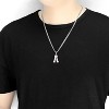 Baseball Initial A-Z Letter Necklace - Men's Baseball Charm Pendant in Stainless Steel Silver Chain, 22inch Personalized Gift - 4 of 4