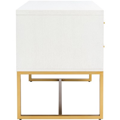 Estelle 36" White Contemporary 2-Drawer Nightstand with Brass Accents