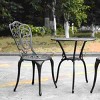 3-Piece Cast Aluminum Patio Bistro Set, Rust-Resistant Outdoor Seating Set with Floral Design, Patio Small Space Chat Sets for Balcony-The Pop Home - 3 of 4