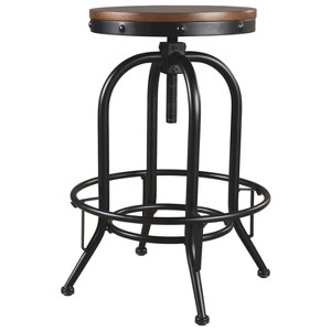 Signature Design by Ashley Set of 2 Valebeck Tall Swivel Barstools Bark : 30" Fixed Height, Round, Two-Tone Finish - 1 of 4