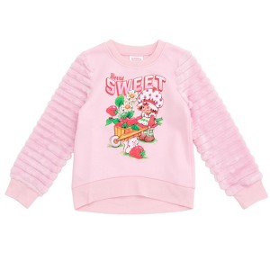 Strawberry Shortcake Girls Fleece Pullover Sweatshirt with Faux Fur Sleeves Little Kid to Big Kid - 1 of 4