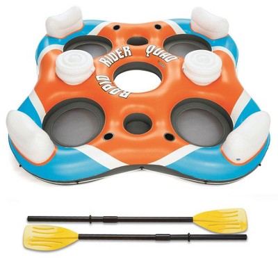 Bestway 101-Inch Rapid Rider 4-Person Floating Island Raft w/ Coolers & Oars