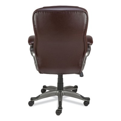 Brown Leather High-Back Task Chair with Chrome Base