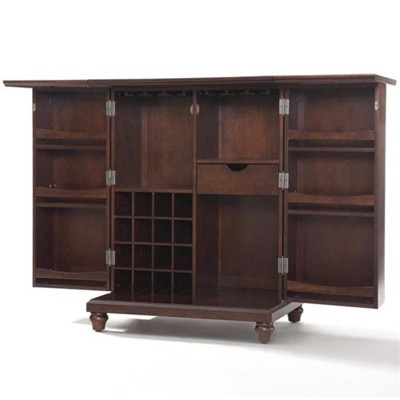Wood Expandable Home Bar Cabinet in Vintage Mahogany Brown-Bowery Hill