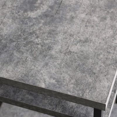 Gray Faux Concrete Slate Industrial Side Table