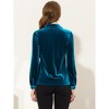 INSPIRE CHIC Women's Pocket Front Velvet Long Sleeve Casual Button Down Shirt - 4 of 4