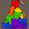 Adult Design By Humans Cat Pile Rainbow Pride Flag By ACEGlobal Racerback Tank Top - 2 of 2