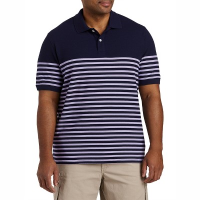 Harbor Bay Chest Stripe Pique Polo Shirt - Men's Big and Tall