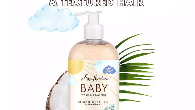 SheaMoisture Baby Wash &#38; Shampoo 100% Virgin Coconut Oil Hydrate &#38; Nourish for Delicate Skin - 13 fl oz, 2 of 12, play video