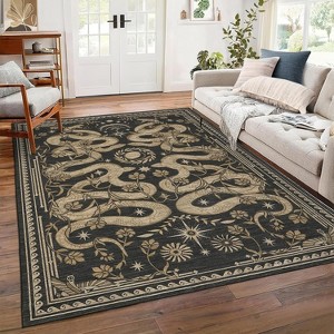 coucheta Multi-size Washable Area Rug for Living Room, Forest Snake Soft Low-Pile Non Slip Stain Resistant Thin Carpet, for Bedroom, Dining, Office - 1 of 4
