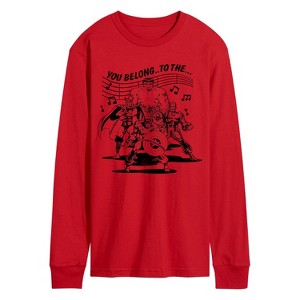 Men's - Marvel - Avengers Merry Marching Society Long Sleeve Graphic T-Shirt - 1 of 4