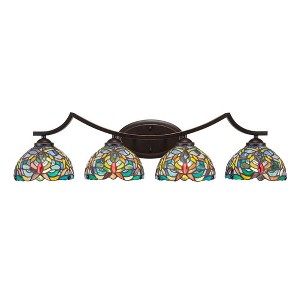 Toltec Lighting Zilo 4 - Light Vanity in  Dark Granite with 7" Kaleidoscope Art Glass Shade - 1 of 1