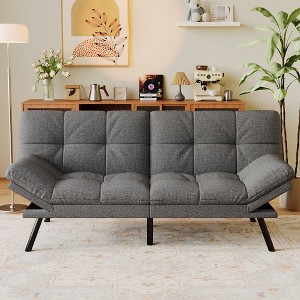 Dyonery Convertible Futon Sofa Bed with Thick Removable Cushion & Adjustable Backrest–Plush Terry Cloth Fabric Futon Couch Bed - 1 of 4