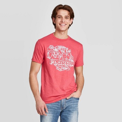 red and pink graphic tee
