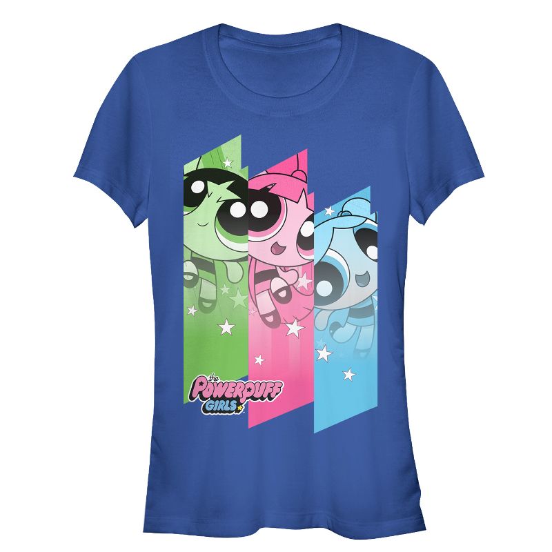 Juniors Womens The Powerpuff Girls Rainbow Trio T-Shirt, 1 of 4