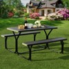 Tangkula Outdoor Picnic Table Bench Set Patio Camping Table w/Steel Frame & Wood Texture Tabletop for Garden - 2 of 4