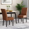 Christopher Knight Home Set of 2 Pertica Faux Leather Upholstered T Stitch Dining Chairs Cognac Brown/Espresso - 2 of 4