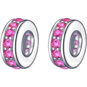 Sterling Silver Clear CZ Spacer Charm Bead for Bracelets - 1 of 4