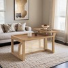 Modern 2 Piece Nesting Rattan Wood+ MDF Coffee Table Set - Leovsnove - 2 of 4