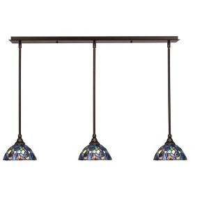 Toltec Lighting Any 3 - Light Chandelier in  Dark Granite with 7" Blue Mosaic Art Glass Shade - 1 of 1