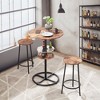 VECELO 3-Piece Bar Table Set Round Counter Height Table and Chair with Wine Rack Brown/Black - 4 of 4
