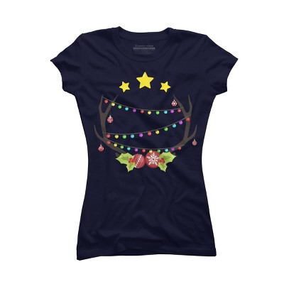 Junior's Design By Humans Christmas Deer By Reivchan T-Shirt