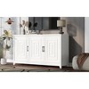 59.1" MDF Modern TV Stand with Geometric Doors, Metal Handles, Two Cabinets and Solid Wood Legs for TVs up to 65" with Adjustable Shelves - 3 of 4