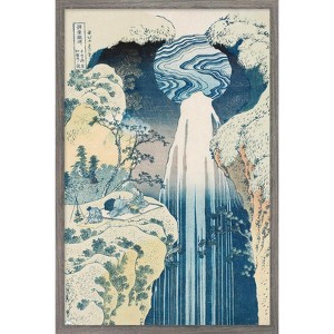 Trends International The Amida Waterfall in the Far Reaches of the Kisokaido Road Framed Wall Poster Prints - 1 of 4