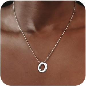 Sterling Silver Balloon Letter Necklace Satellite Bead Chain Personalized Gift - 1 of 4