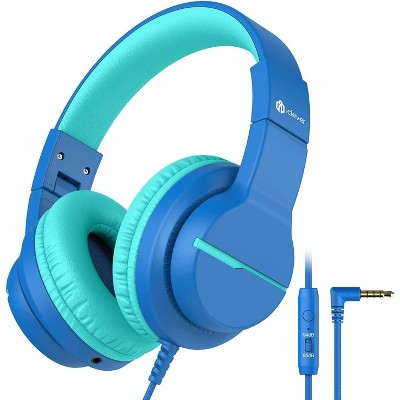 iClever Kids Headphones for School Travel, Safe Volume Limited, HD Mic Stereo Sound Over-Ear Girls Boys Headphones for Kid