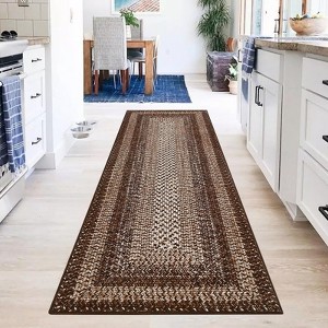 Braided Area Rug with Non-Slip Backing, Modern Accent Carpet for Bedroom, Living Room, Dining Room & Hallway, Foldable Low Pile Throw Rug - 1 of 4