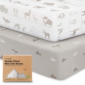 KeaBabies Mini Crib Sheets for Baby Girls, Boys, 2-Pack Soothe Pack and Play Sheets Fitted, Organic Pack N Play Mattress Sheet - 1 of 4
