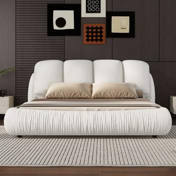 Queen Size Luxury Velvet Upholstered Bed With Headboard and Oversized Padded Backrest 4A - ModernLuxe